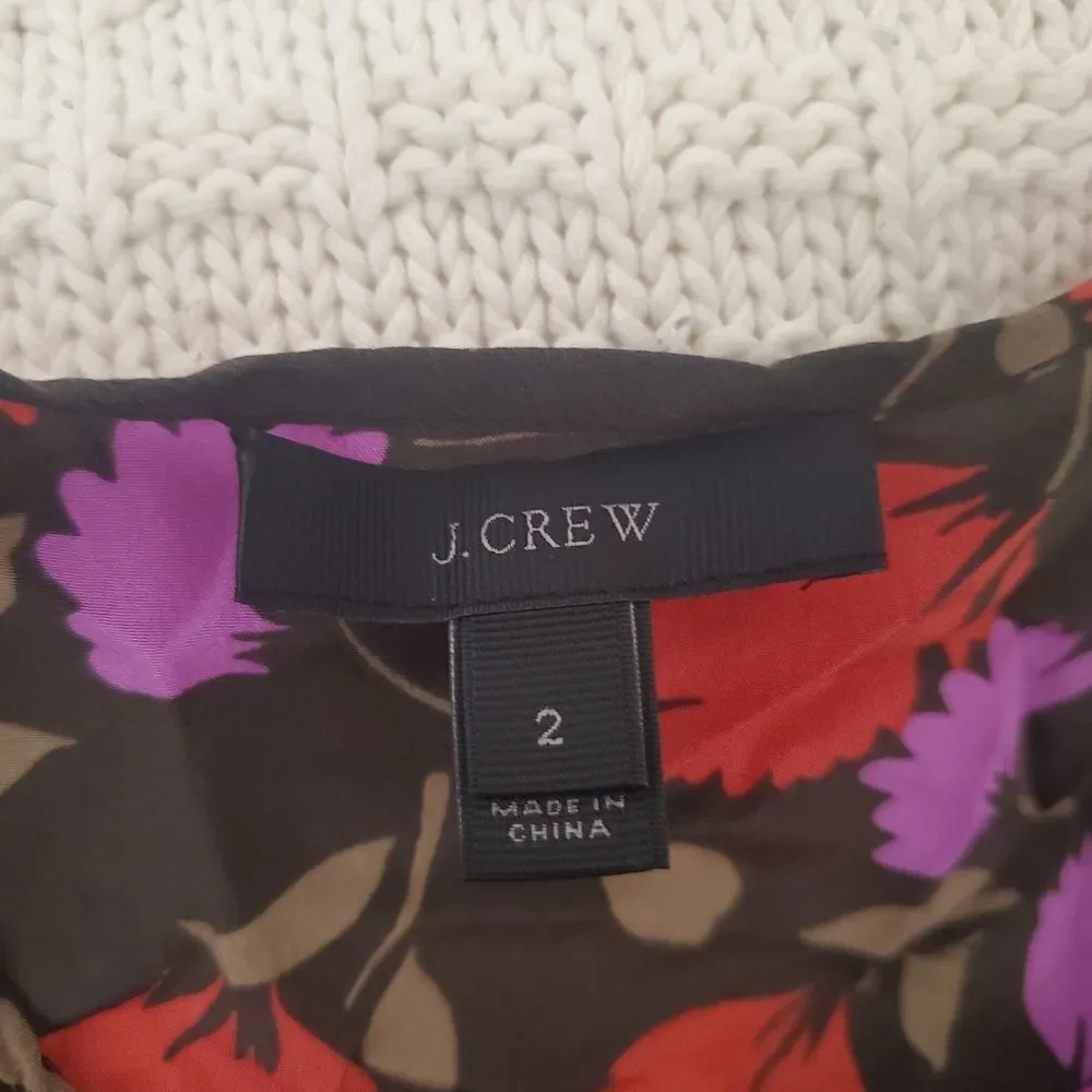 J.Crew Silk Floral Print Ruffle Blouse sz 2